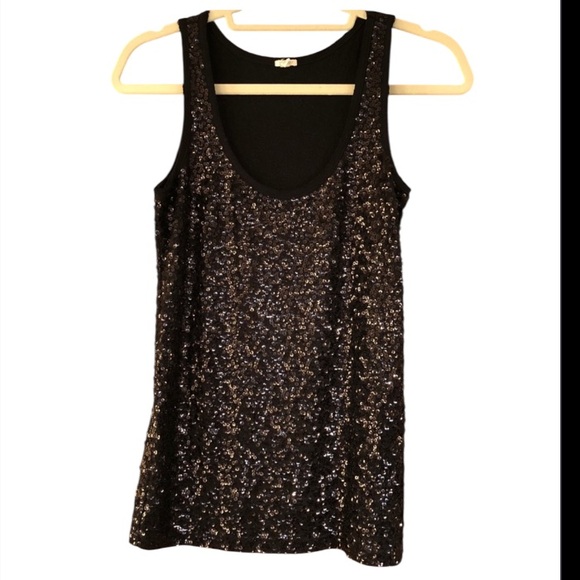JCREW‎ Sequin Tank, Black, XS - Picture 1 of 4